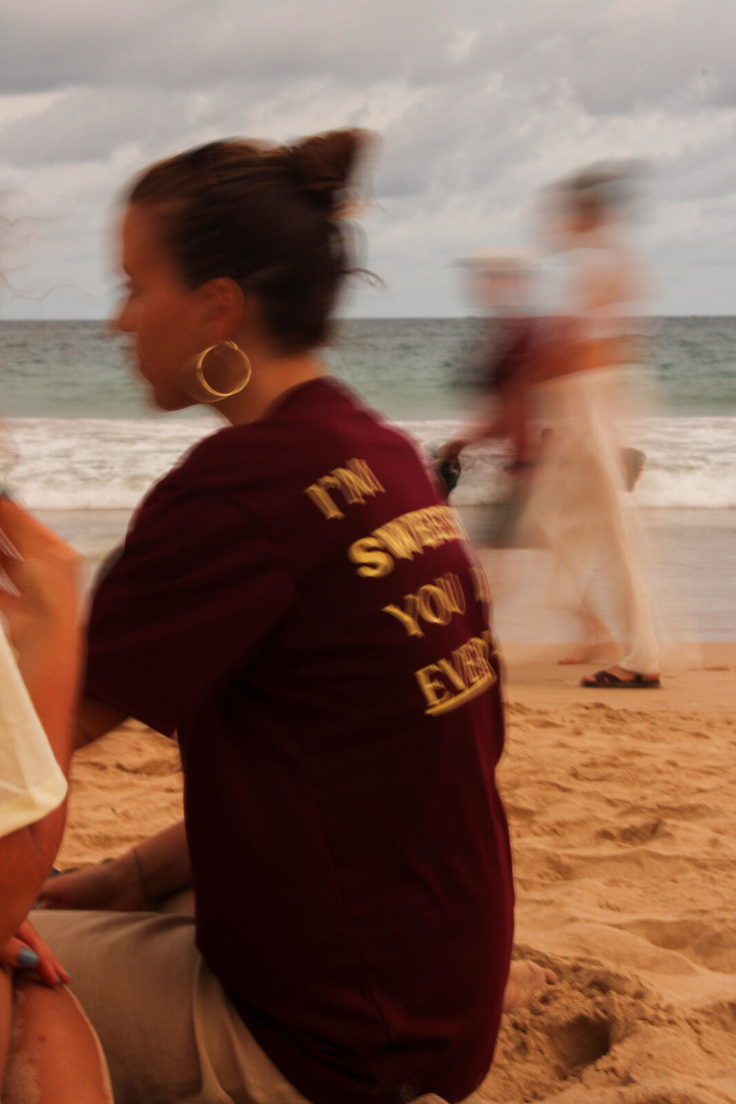Wearing a Kookie t-shirt on the beach in Mirissa